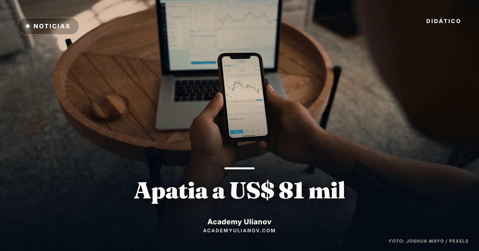 Academy Ulianov — Apatia a US$ 81 mil: o cripto segura o fôlego antes do Fed · Foto: Joshua Mayo / Pexels