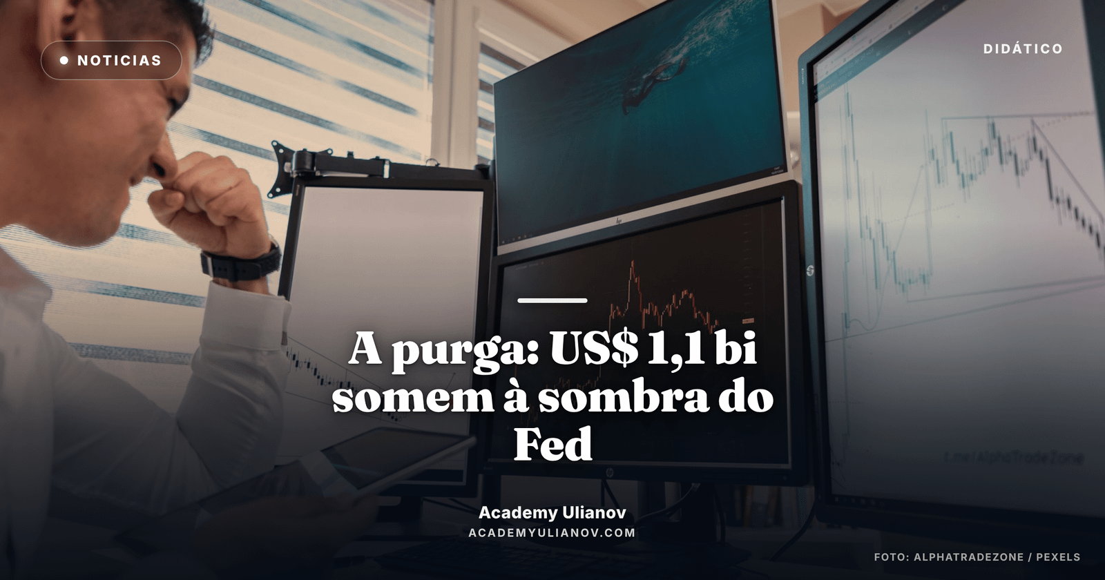 Academy Ulianov — A purga da alavancagem: US$ 1,1 bi somem à sombra do Fed · Foto: AlphaTradeZone / Pexels